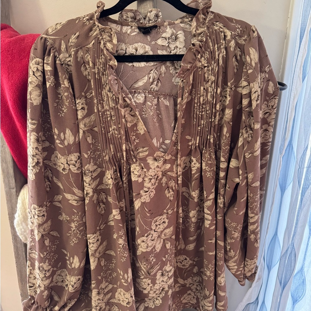 Torrid Floral Taupe Blouse